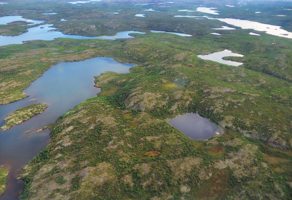 Aerial view of the proposed Thaidene Nëné National Park Reserve, located near Łutsel K’e, N.W.T