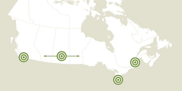 Map showing locations of DUC projects recently funded thanks to duck stamp sales.