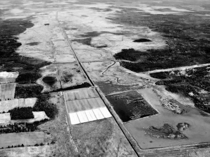 An aerial photo of Missaquash Marsh