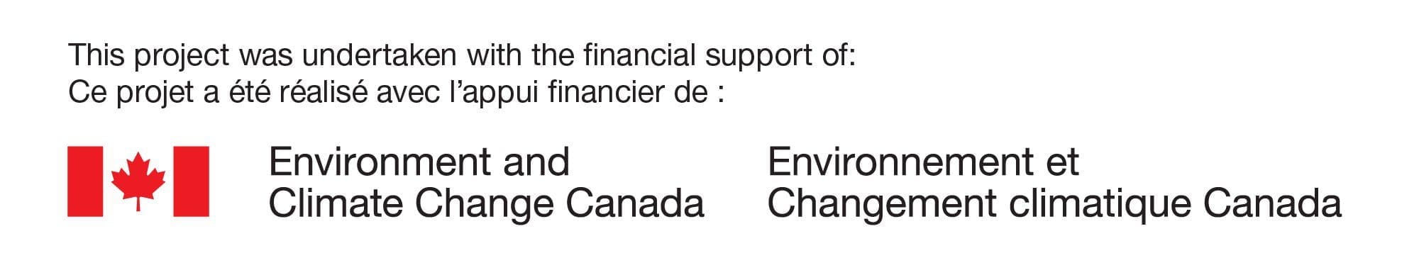 This project was undertaken with the financial support: Environment and Climate Change Canada