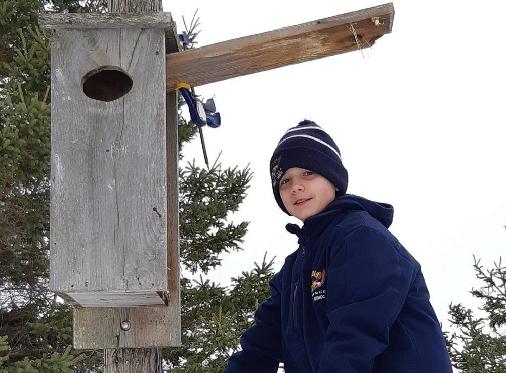 Liam McMullen volunteered to clean up duck nest boxes at a WCE in Ottawa and earned recognition as a DUC Wetland Hero.