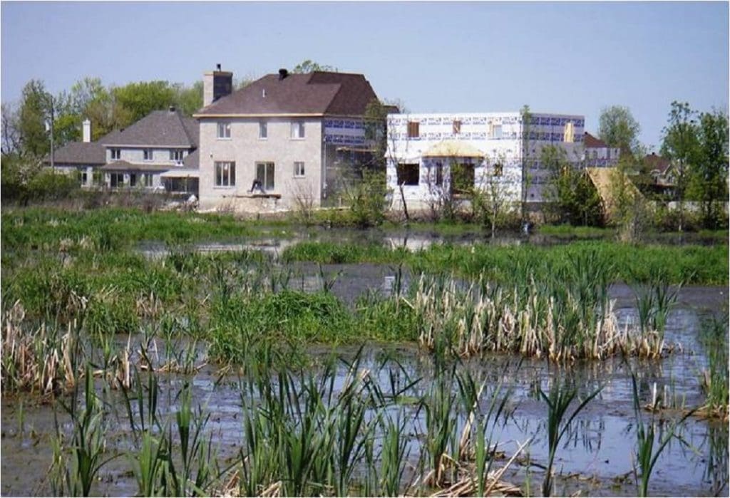 Flooding in a residential area, Quebec