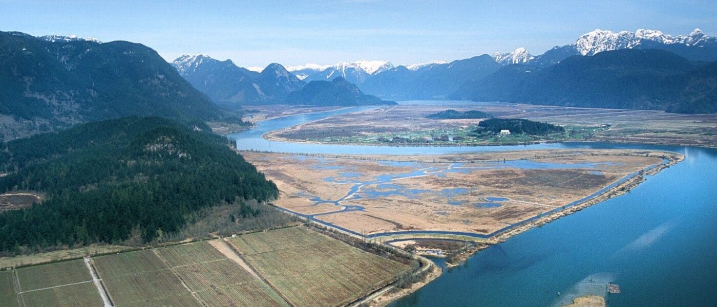 Arial view of a pacific coast wetland.