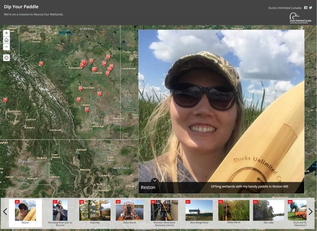 A GIS story map shares Dip Your Paddle photos and locations from across Canada