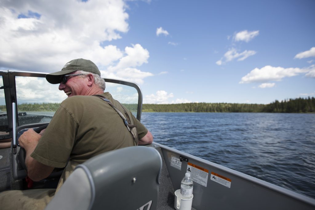 Chris Smith driving a boat