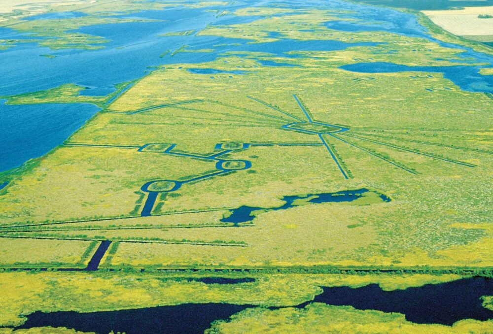 An aerial view of Waterhen Marsh, Saskatchewan.