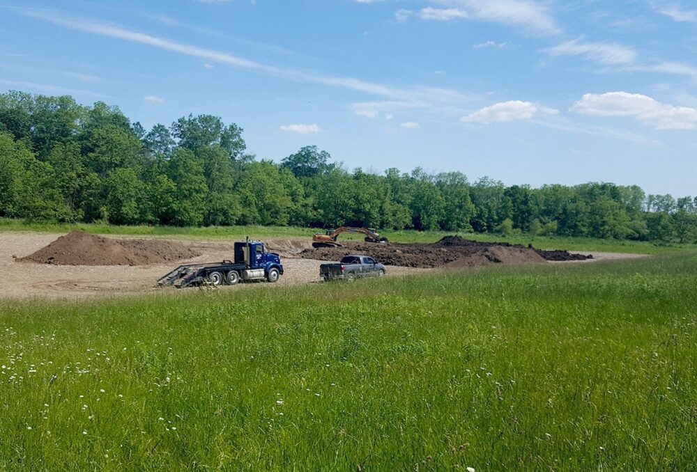 In summer 2017, restoration work was well underway at this small wetland project located on a 270-acre agricultural property along the Thames River in the County of Middlesex.