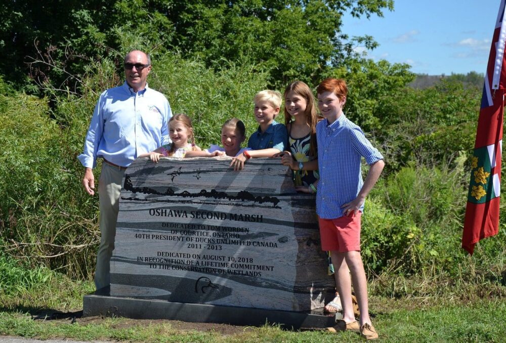 Tom Worden and his grandchildren at Oshawa Second Marsh.