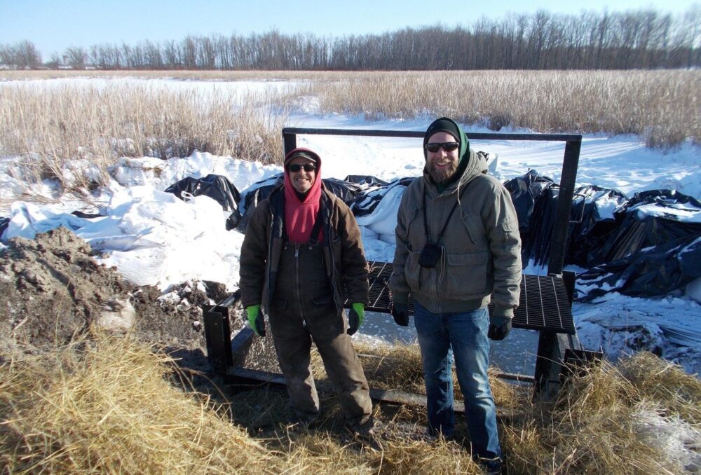 Contractor Bill Stapleton with DUC engineer Craig Berga.