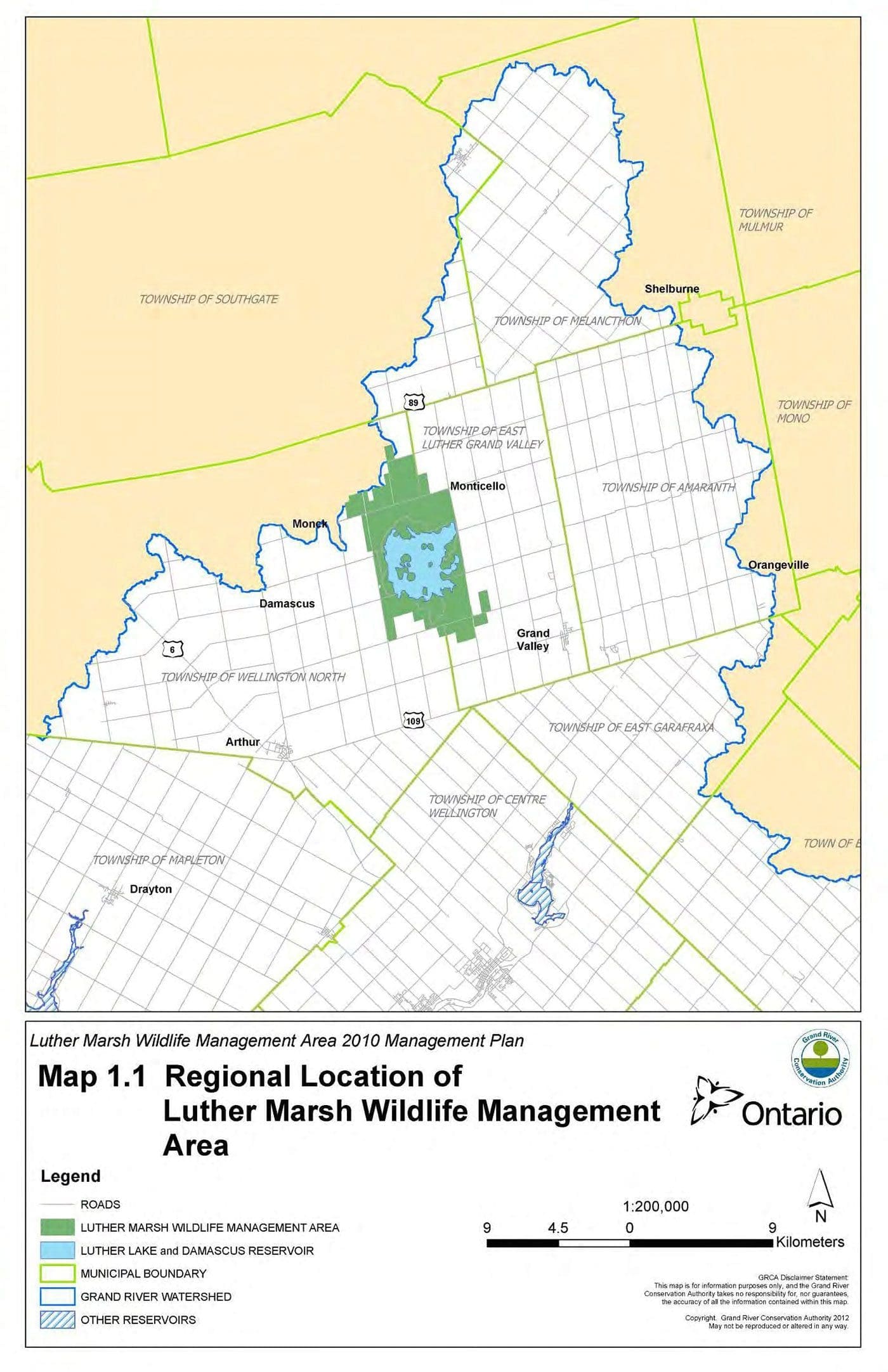 Regional Location of Luther Marsh Wildlife Management Area Map 1.1