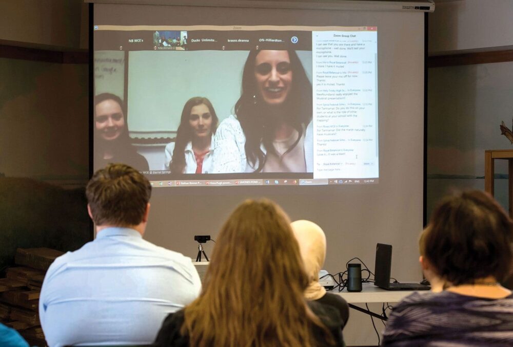 Students from the Simonds High School and Fredericton High School WCEs joined the national videoconference from DUC’s Fredericton Interpretive Centre.