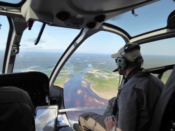 Flying in to Akimiski Island.