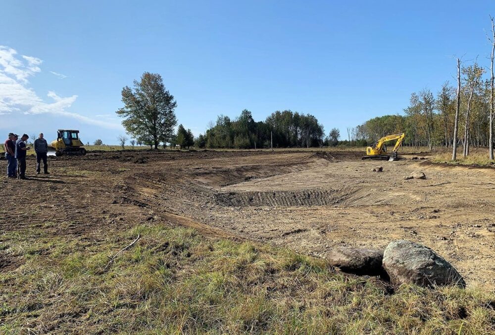 Victoria County Community Pasture: Watering pond under construction