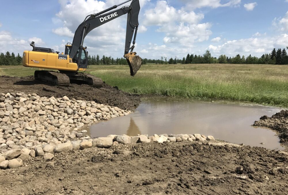 Restored spillway at an Ontario DUC wetland project.