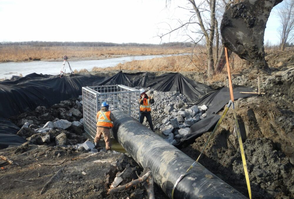 The marsh was rejuvenated with modern, more sustainable facilities. The water control structure is made of high-density plastic.
