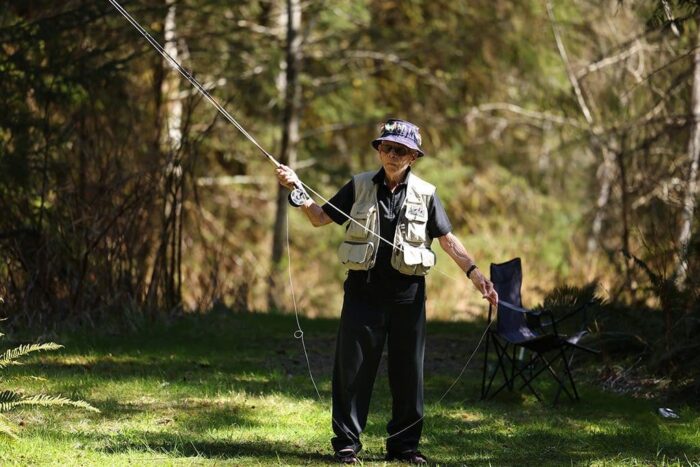 Stocky Edwards enjoys fly fishing at a Comox Valley marsh in B.C., April 2021.