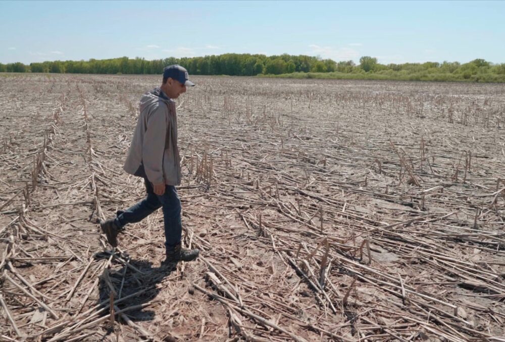 Bernard Filion walks on land within the Lac Saint-Pierre floodplain in a photo still from the TVO documentary Striking Balance, which aired in November 2020.