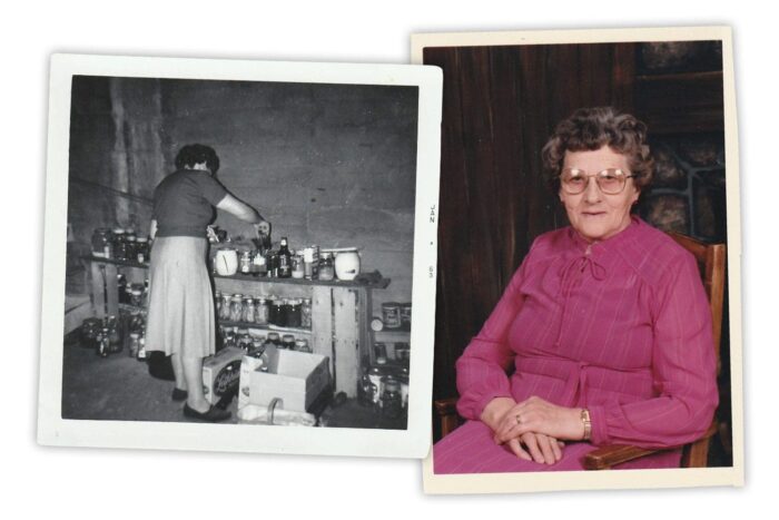 Left: Elsie was a prolific and resourceful home canner. Right: a photo of Elsie in her later years.