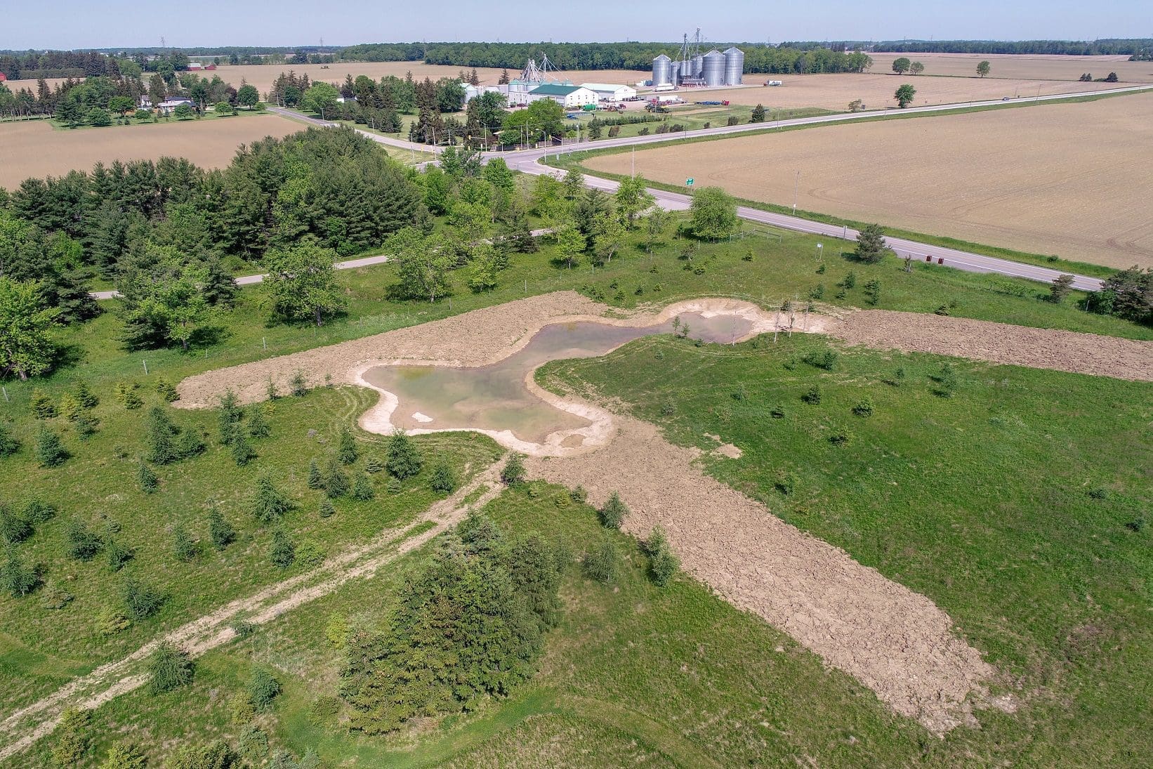 New small wetland on Kettle Creek Conservation Authority naturalized field