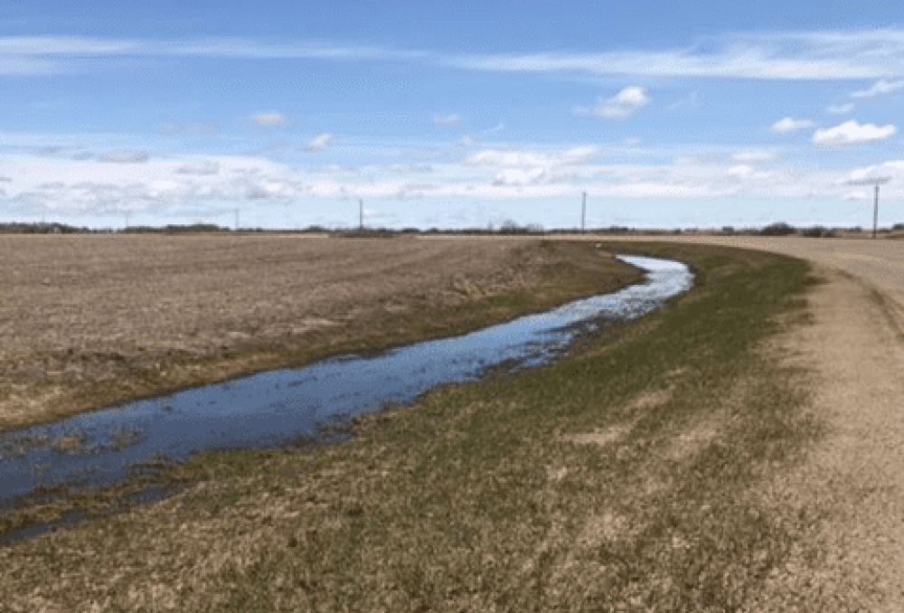 Drainage moves water to roadside ponds and ditches