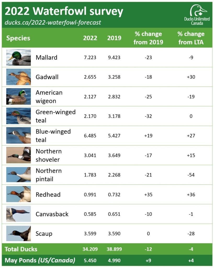 2022 waterfowl survey results