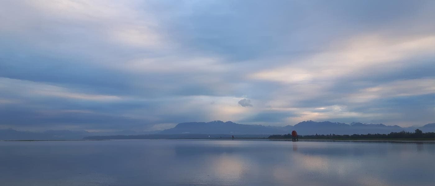 Sunrise in the Fraser River estuary's Sturgeon Bank