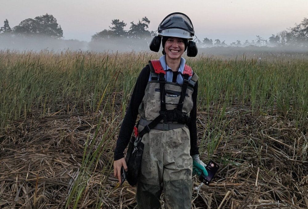 Taylor Marriott at work in the Fraser River Estuary