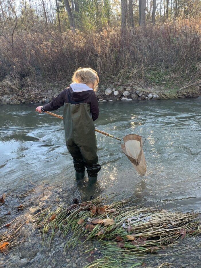 Cattrysse wading in a river near Alymer, Ont.