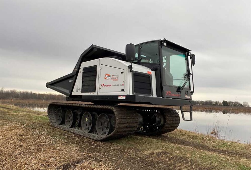 Construction crews from local contractor, David Brown Construction Ltd, begins work to repair and reinforce the dikes at the 296-acre Charlottenburg Marsh impoundment within the Cooper Marsh Conservation Area.