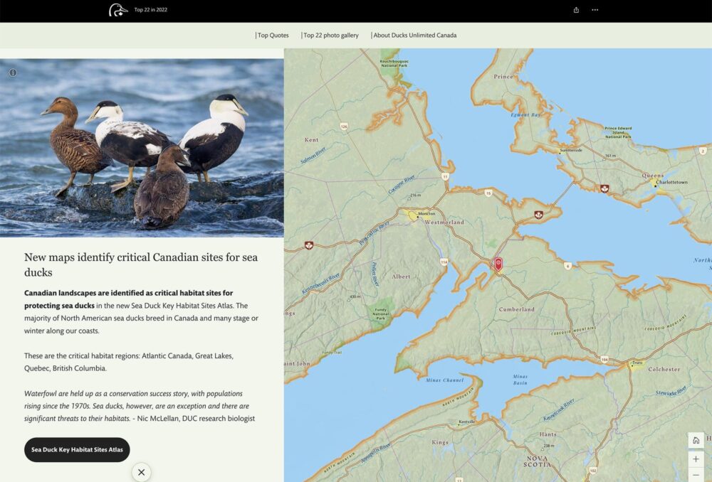 DUC's Top 22 in 2022 interactive map of nature wins