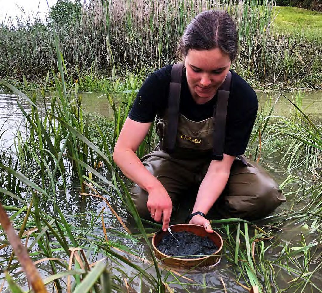 Young scientist working in Prairie wetland
