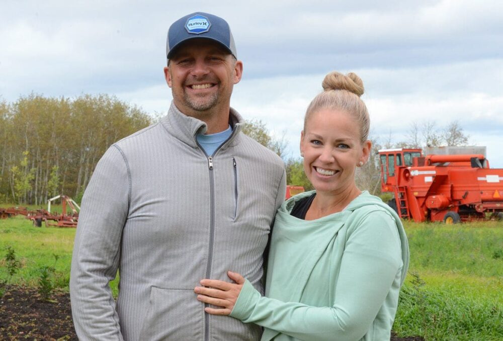 Colin and Cheryl Bialkoski on their farm near Rossburn, Manitoba.