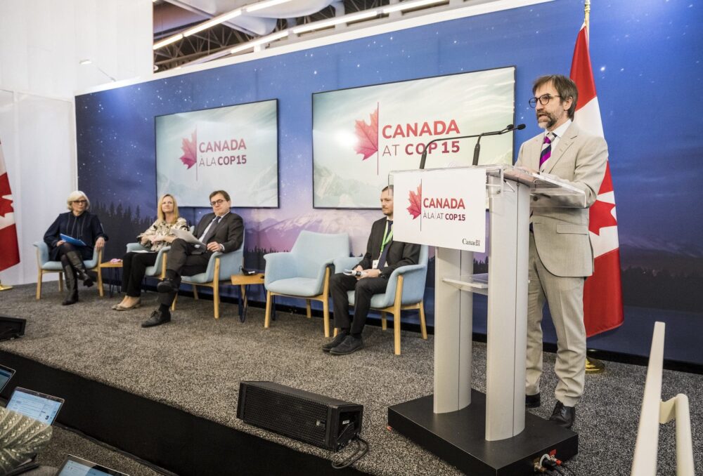 Environment and Climate Change Minister Steven Guilbeault, speaking at COP15 in Montreal. 