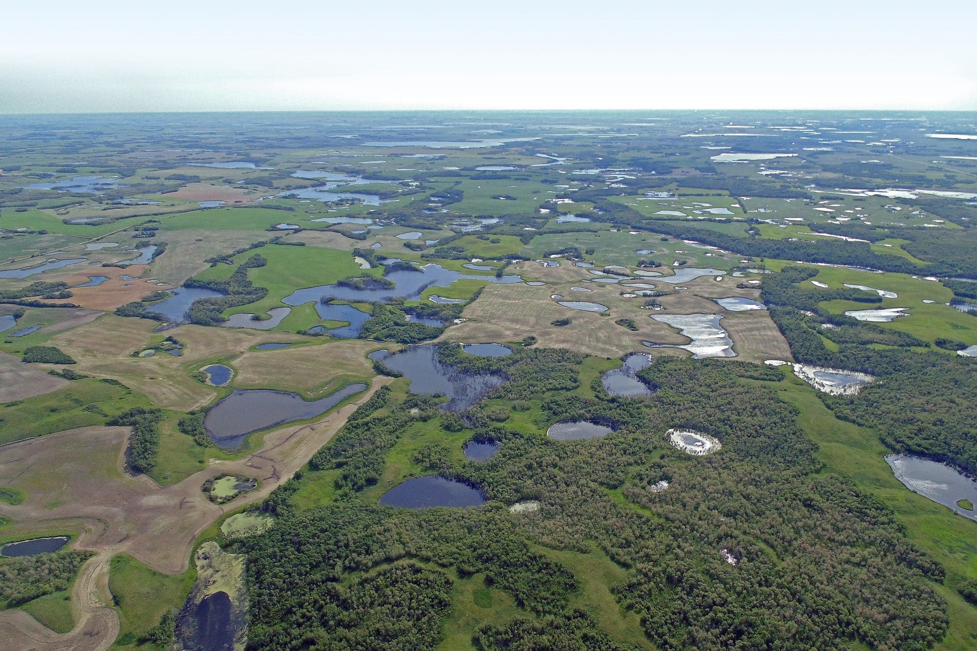 Aerial view of a prairie landscape