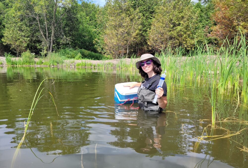 Summer student Sara Abate spent her summer in hip waders, exploring DUC wetlands in Ontario.