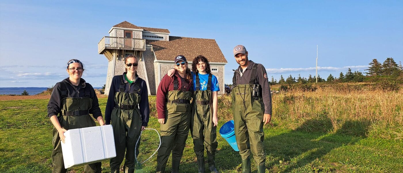 Acadia Campus Club members participating in duck banding