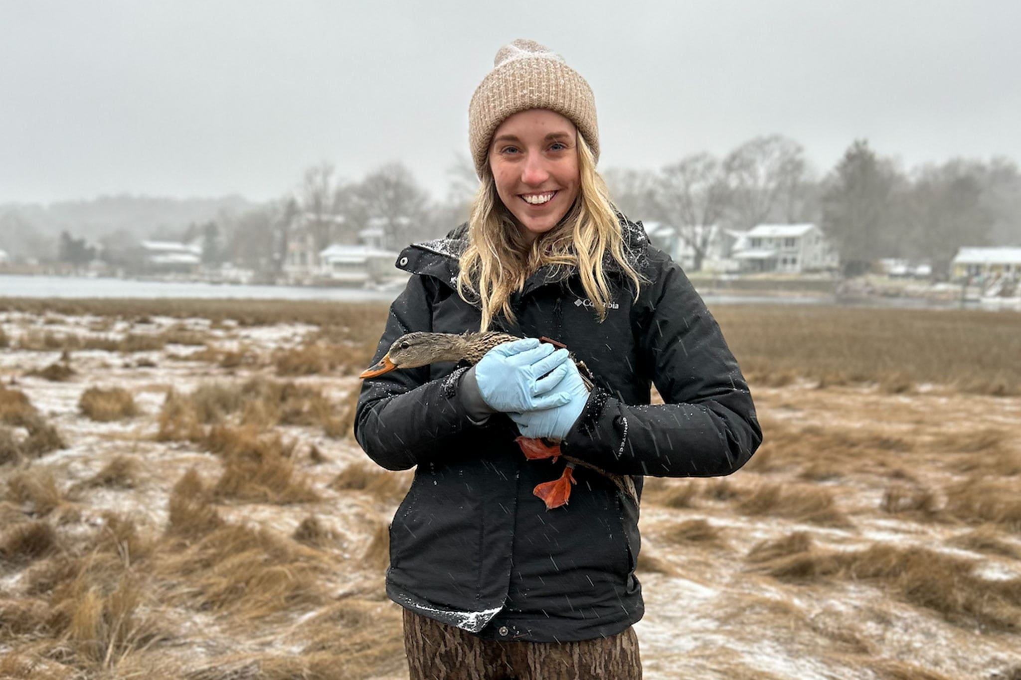 Cassidy Waldrep holding a mallard