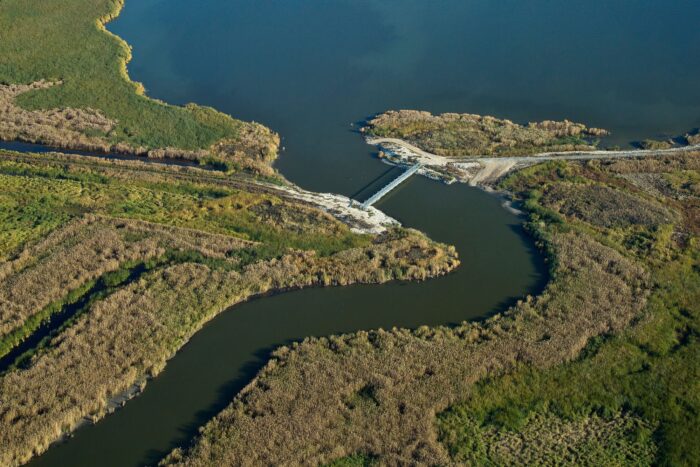 A carp exclusion structure at Delta Marsh in Manitoba.