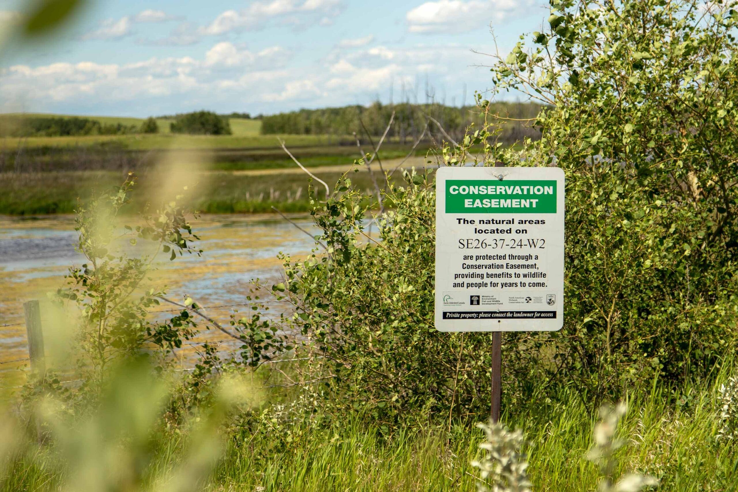 Conservation Easement sign on a Landowner's property in Ontario