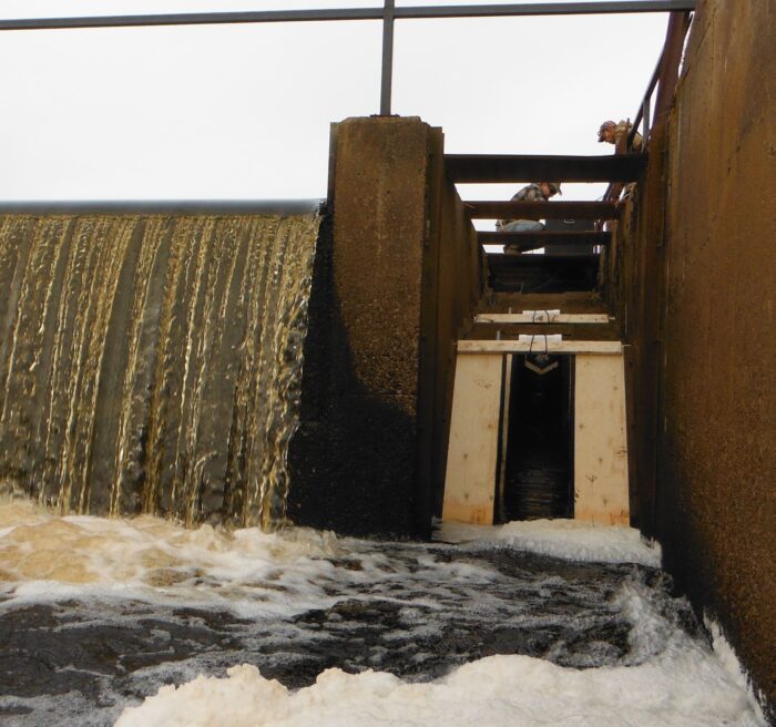 Denil-style fishway located at DUC project Amherst Marsh, a long-term research site.