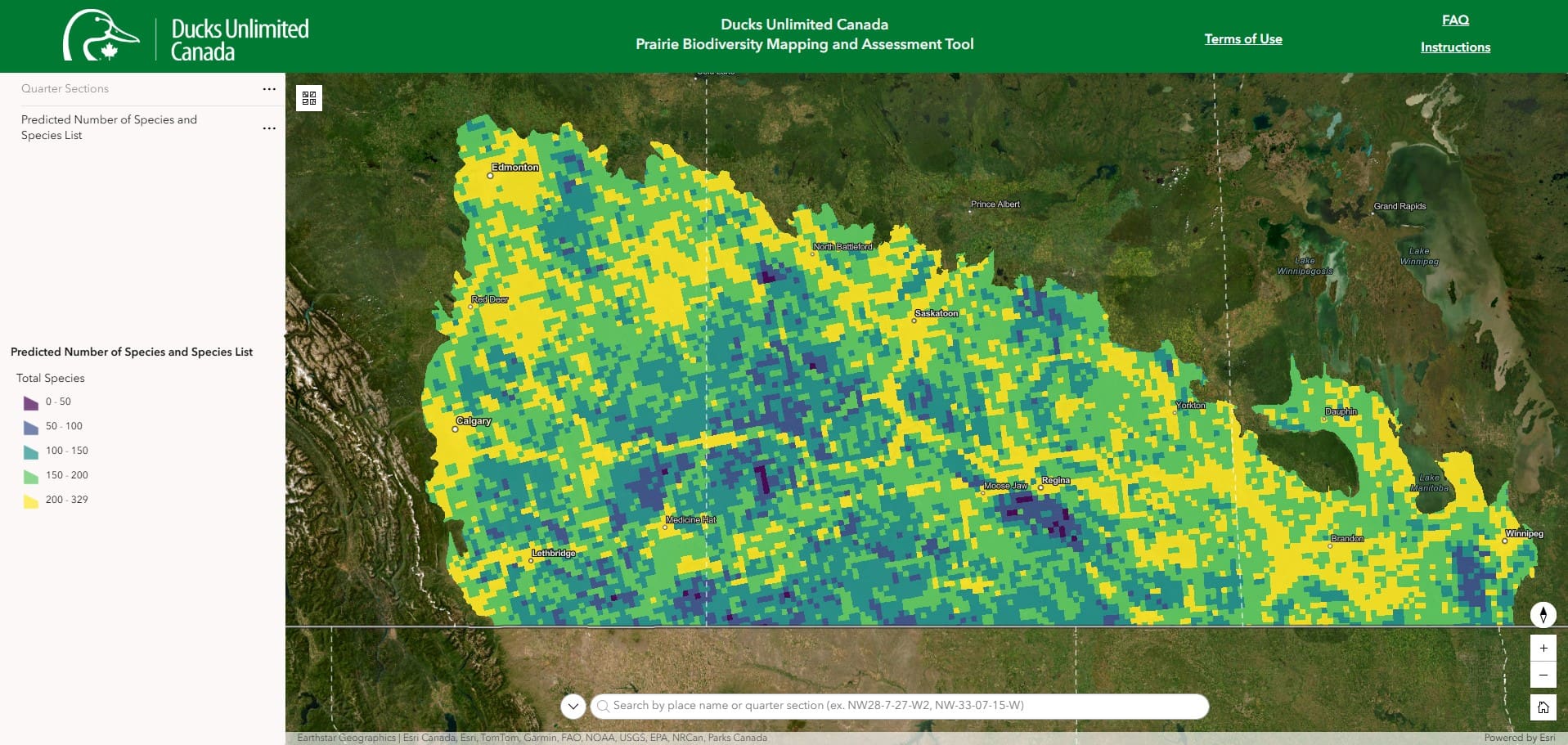 Biodiversity Mapping tool screenshot