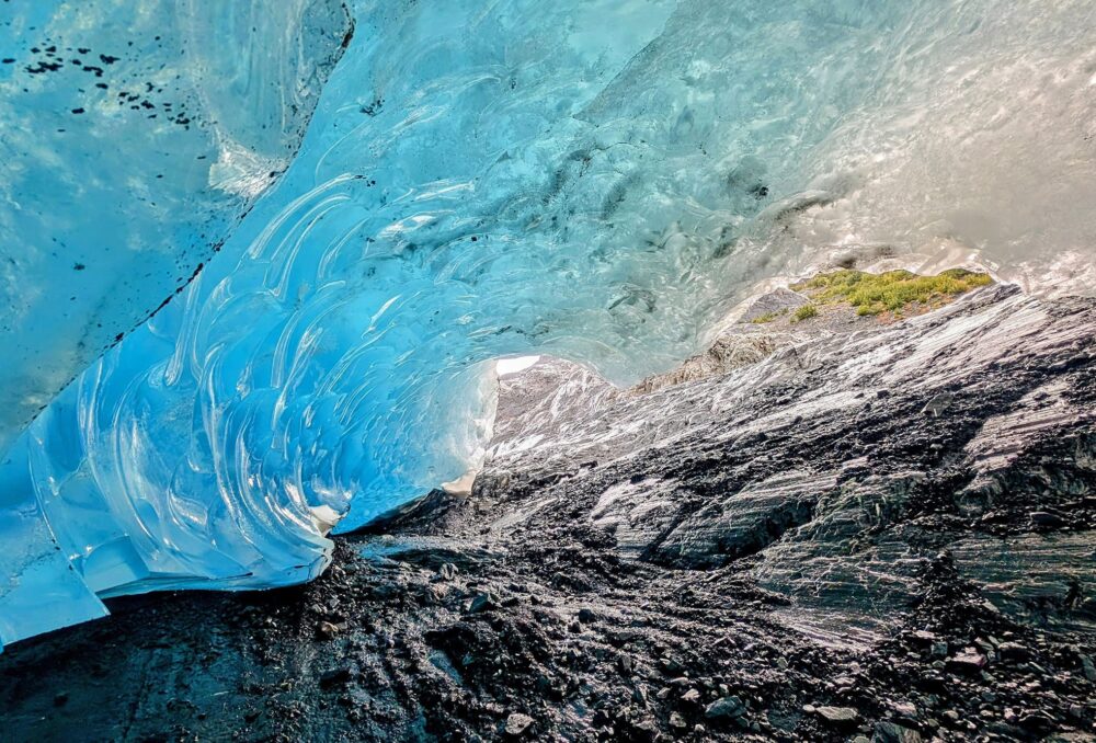 Under a glacier.